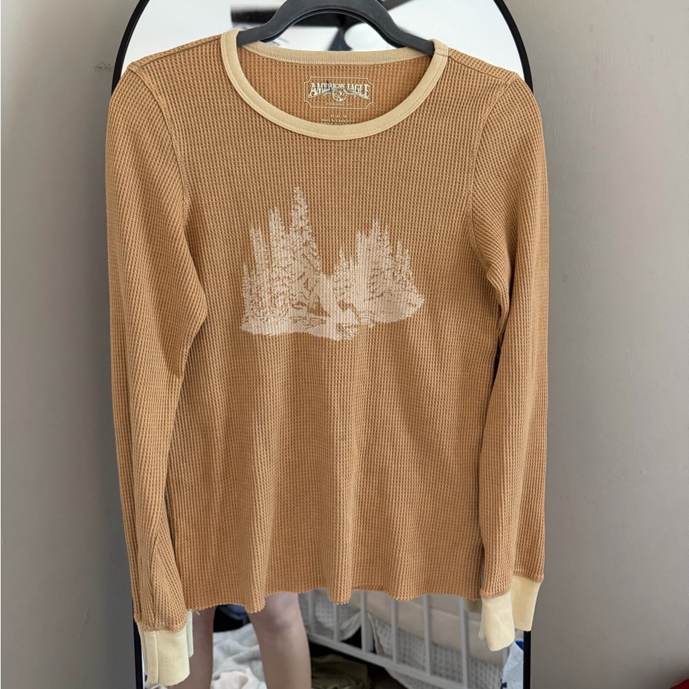 American Eagle Tan Long Sleeve Shirt